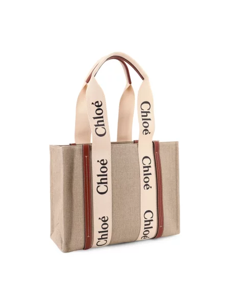 Shopperka Chloã© skórzana biznesowa beżowa