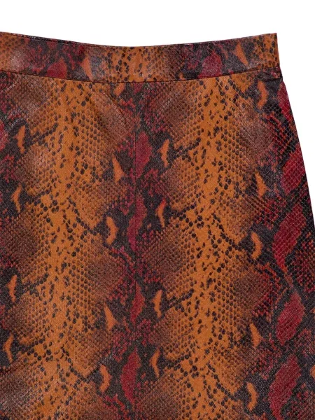 Fustă tip creion Paula cu model piele de șarpe maro