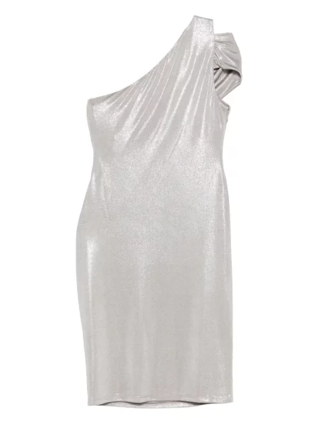 Rochie mini Lauren Ralph Lauren cu un umăr gol de costum argintiu