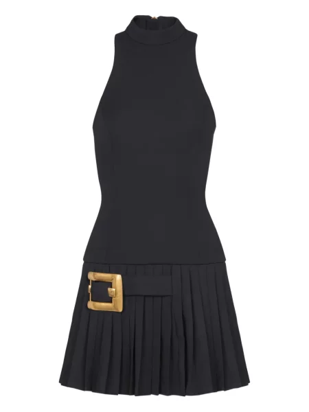 Rochie Balmain cu cataramă plisată de costum negru
