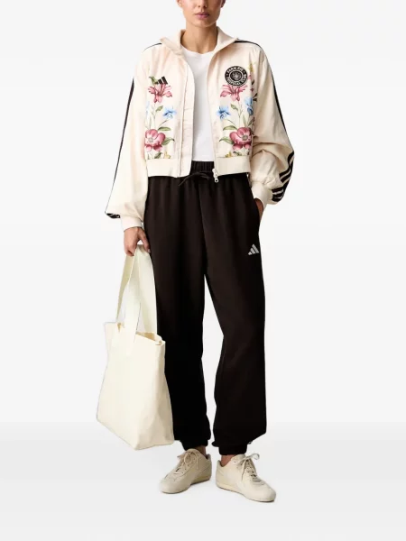 Decupat geacă Adidas cu glugă cu model piele de șarpe alb