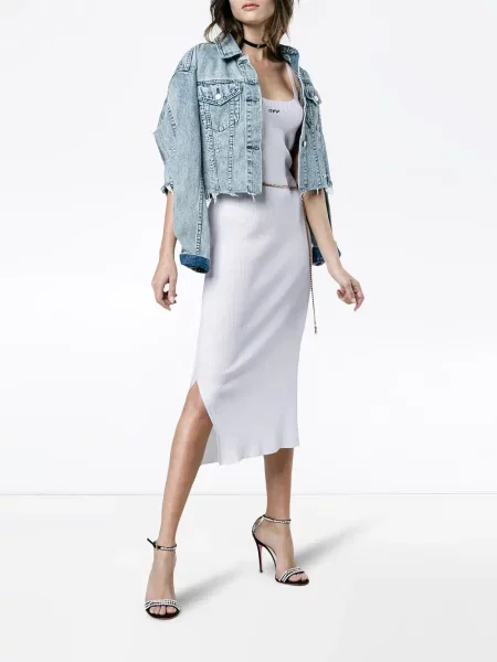 Rochie midi Off-white cu imagine cu decolteu în U alb