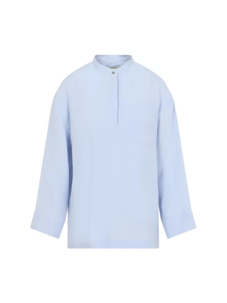 Lniana bluzka Max Mara niebieska