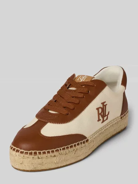 Sneakersy z mieszanki skóry i tkaniny model ‘LUIZE’ Lauren Ralph Lauren białe