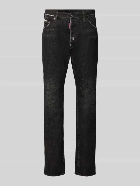 Jeansy o kroju straight fit z mieszanki bawełny model Teddy' Dsquared2 Ready To Wear niebieskie