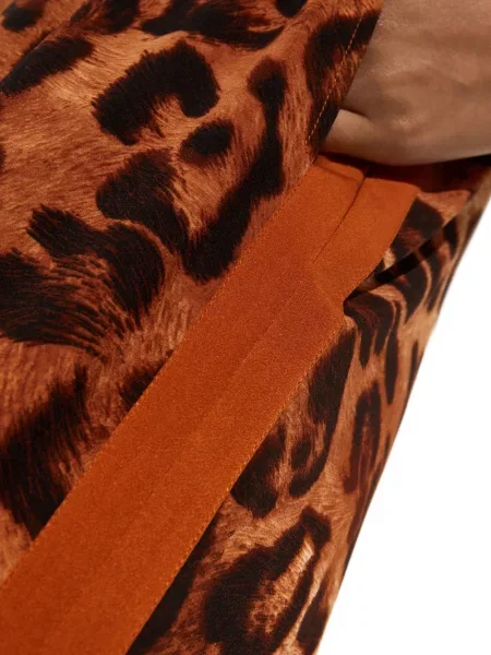 Pantaloni Mystique cu imagine cu model leopard cu crăpătură maro