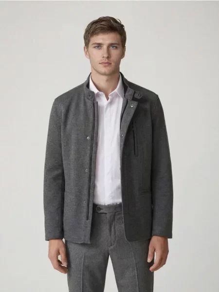 Reserved Піджак зі стійкою темно-сірий сірий