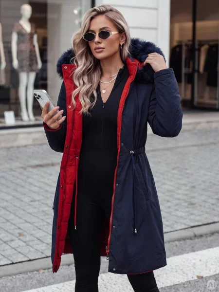 Parka zimowa TRENDNEL dwustronna z kapturem Dstreet granatowa