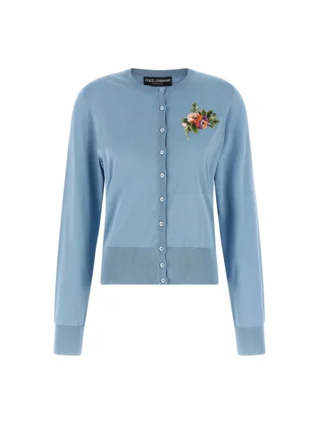 Jedwabny kardigan Dolce And Gabbana niebieski