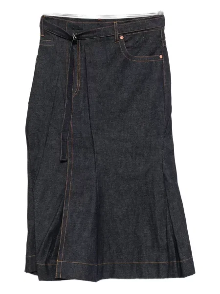 Fustă din denim Sacai plisată albastru