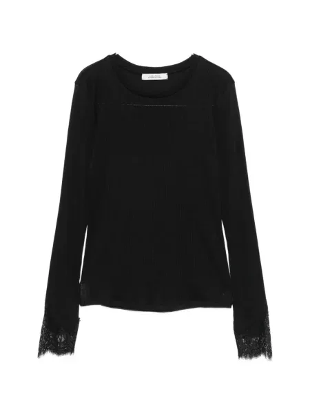 Lung tricou Dorothee Schumacher din dantelă negru