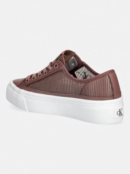 Calvin Klein VULC FLATF LACEUP STRIPED NYL sneakersy brązowe