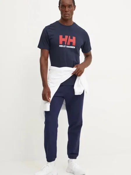 Koszulka Helly Hansen Logo krótki rękaw granatowy S czerwony