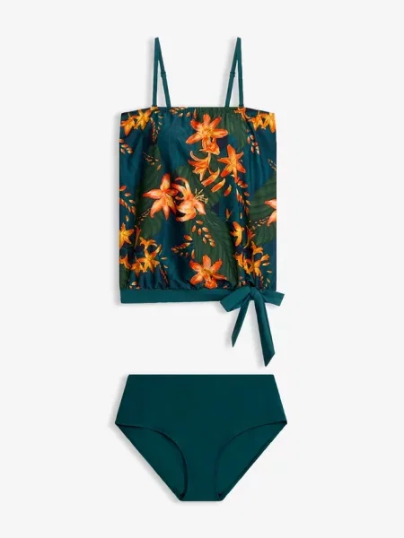 Tankini oversize z odpinanymi ramiączkami zestaw niebieski