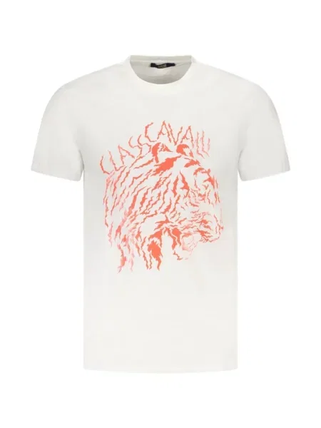 Tricou Cavalli Class cu imagine cu dungi de tigru alb