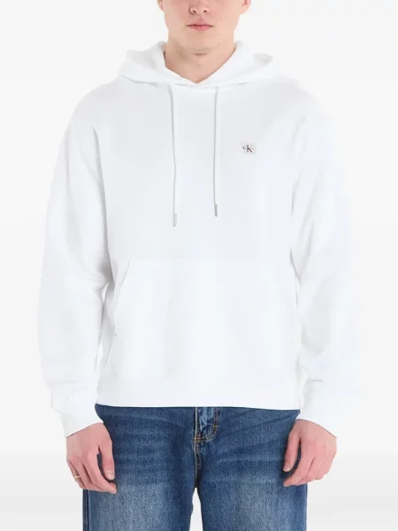 Hanorac cu glugă Calvin Klein din material terry alb