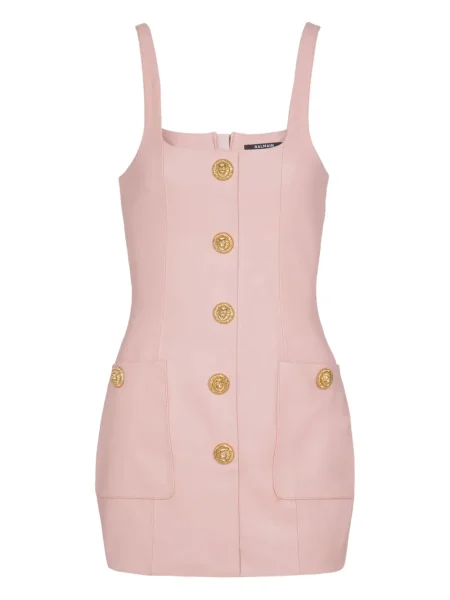 Rochie mini Balmain din piele de costum roz
