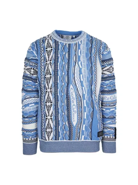Dzianinowy sweter Carlo Colucci niebieski