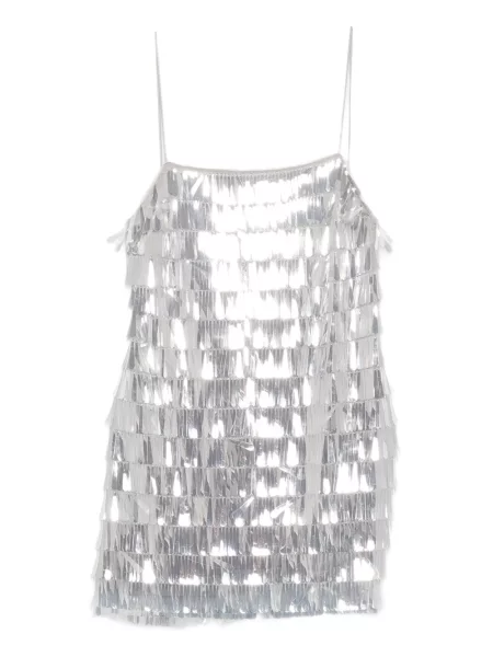 Mała mały sukienka mini Retrofete garniturowa srebrna