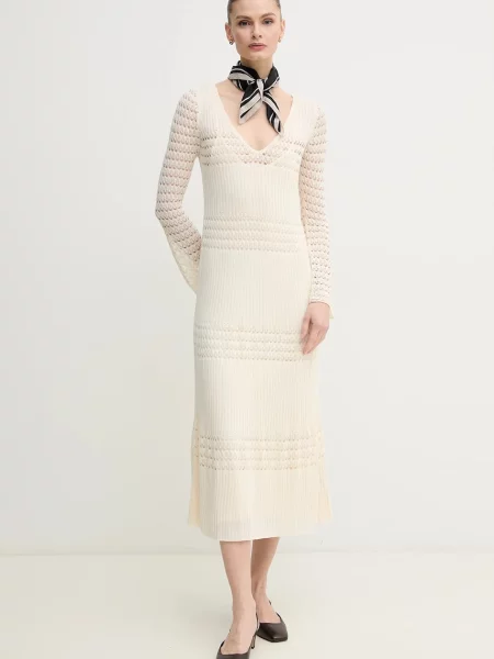 Pepe Jeans rochie PAULINA midi mulata bej