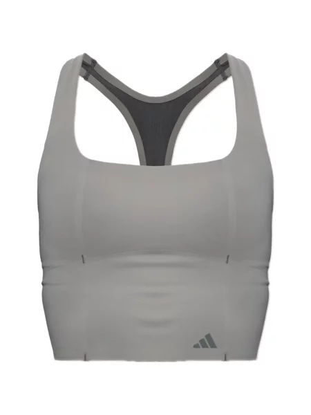 Sală de gimnastică lung sutien Adidas din piele negru