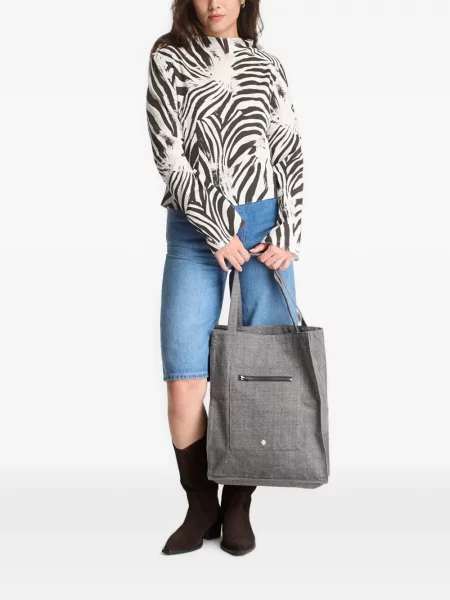 Lung top Samsøe Samsøe cu imagine cu model zebră alb