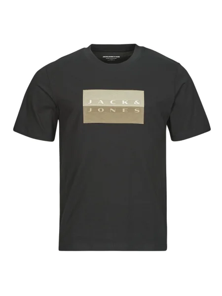 Pöttyös póló Jack & Jones nyomtatás fekete