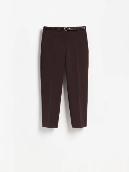 Reserved Pantaloni cu o curea decorativă cacao-cu-lapte