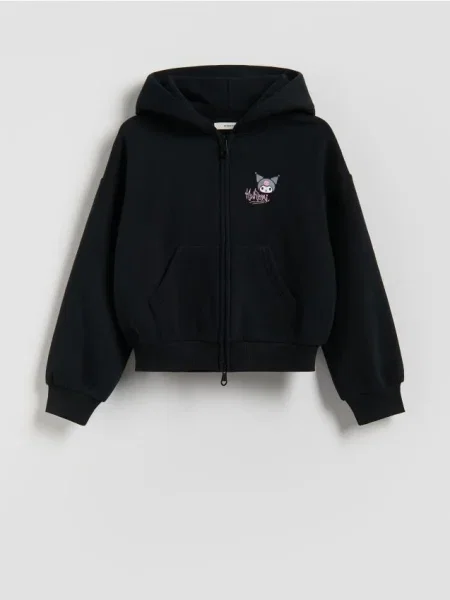 Reserved Bluza z kapturem Kuromi czarny