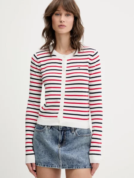 Жилетка Tommy Jeans дамска от лека материя червено