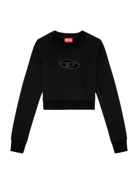 Krótka lniana bluza nierozpinana Diesel z okrągłym dekoltem czarna