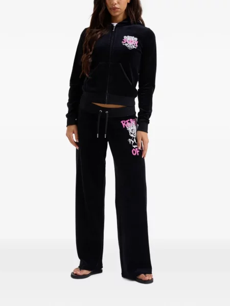 Суичър с качулка Juicy Couture с принт черно