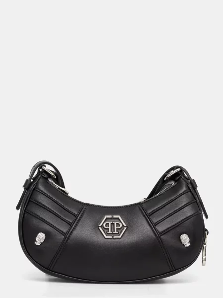 Philipp Plein geantă de mână din piele amestecată cu mătase AADA negru