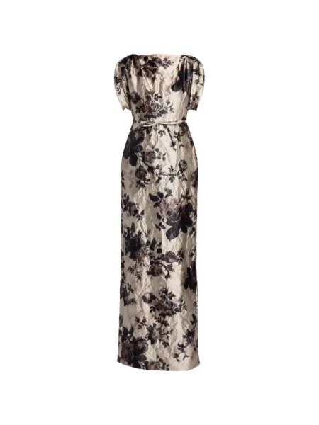 Rochie Erdem din satin cu model floral cu imagine