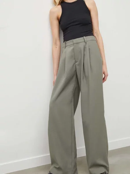 Won Hundred pantaloni femei lat high waist verde