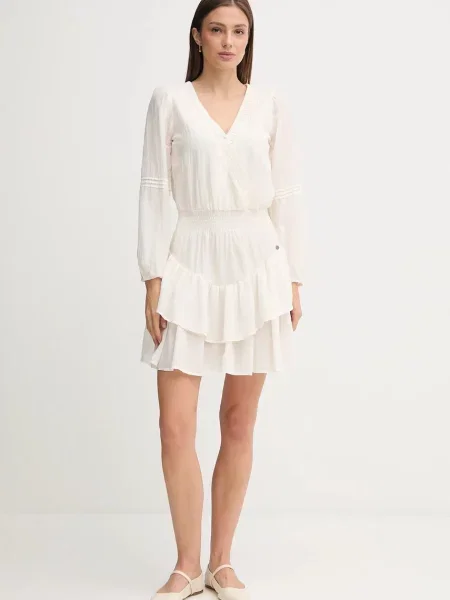 Pepe Jeans rochie bej mini evazați alb