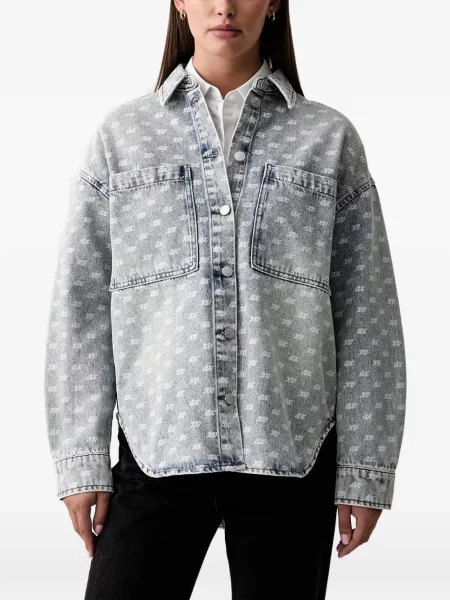Cămașă de blugi Armani Exchange cu imagine albastru