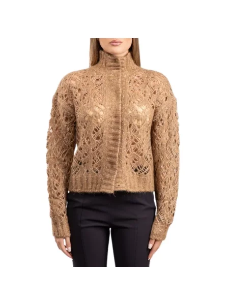 Długi sweter Max Mara Studio z długim rękawem beżowy