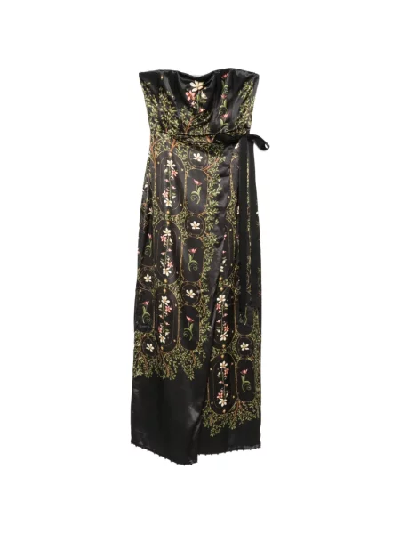Rochie maxi Agua By Agua Bendita cu model floral cu imagine fără bretele negru