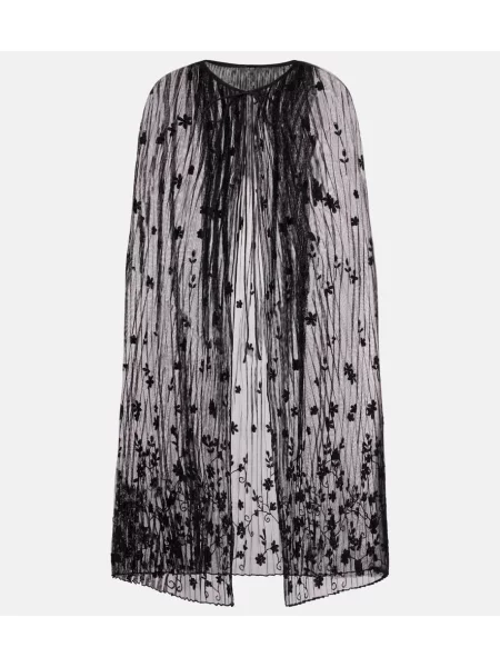 Geacă Toteme cu broderie cu model floral din tul negru