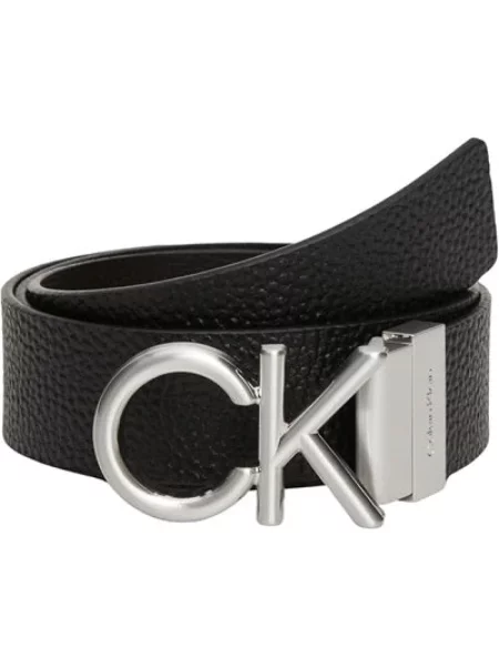 Pasek Calvin Klein z logo dwustronny czarny