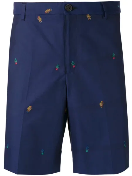 Pantaloni chino Kenzo cu broderie albastru