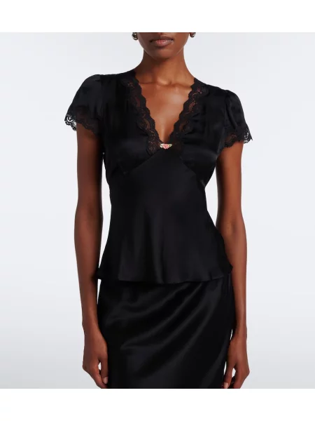 Top Rixo din satin negru