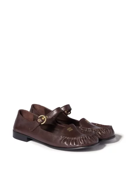 Pantofi loafer Miu Miu din piele maro