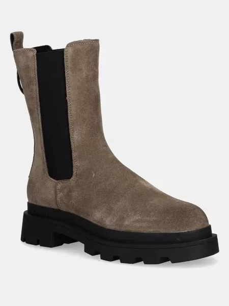 Semišové kotníkové boty Blauer KIMMEL na platformě béžová