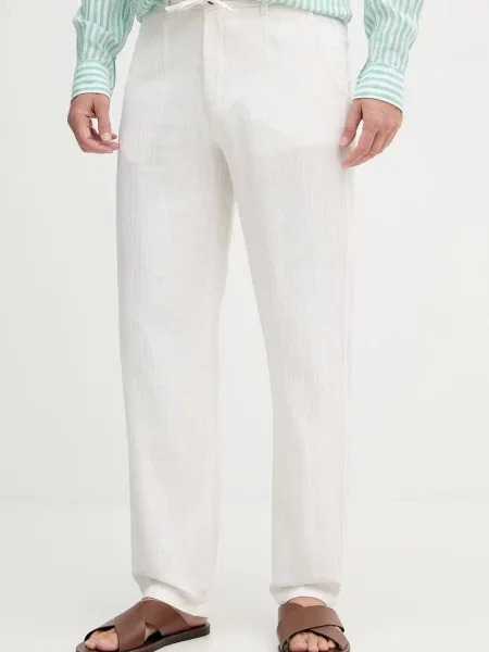 Lindbergh pantaloni pentru bărbați cu amestec de in bej