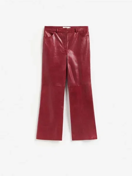 Reserved Pantaloni de piele carmin