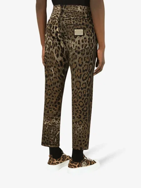 Cropp pantaloni Dolce & Gabbana cu imagine cu model leopard maro