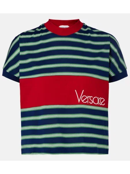 Tricou Versace cu broderie cu dungi
