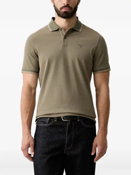 Scurt tricou polo Barbour cu broderie verde